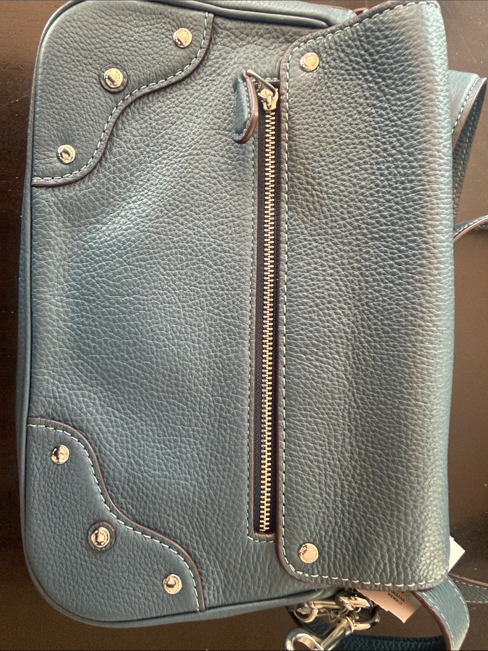 NWT Coach Blue Pebbled Leather Turn-Lock Crossbody - Picture 10 of 12